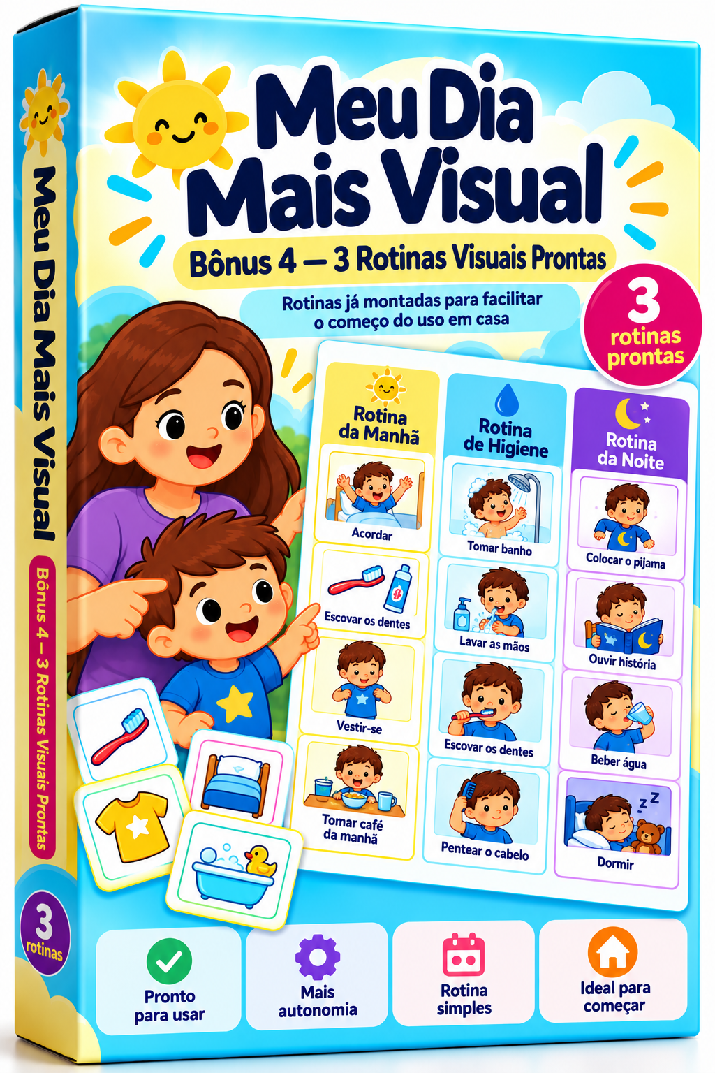Meu Dia Mais Visual — Bônus 4: 3 Rotinas Visuais Prontas para Usar